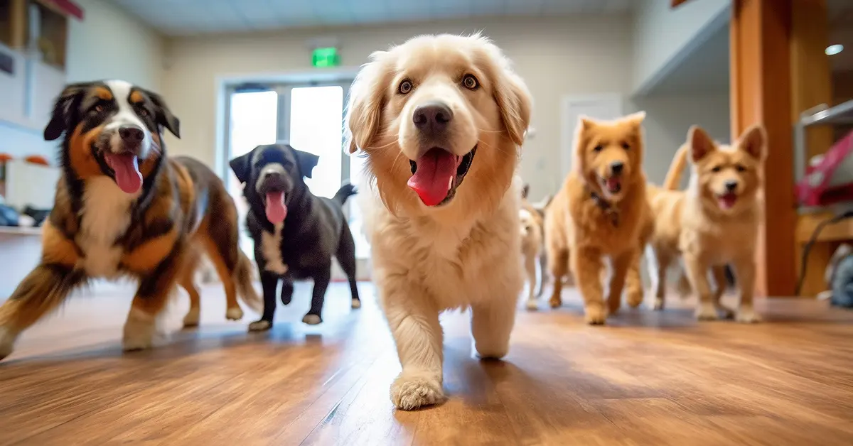 Dogs having fun together